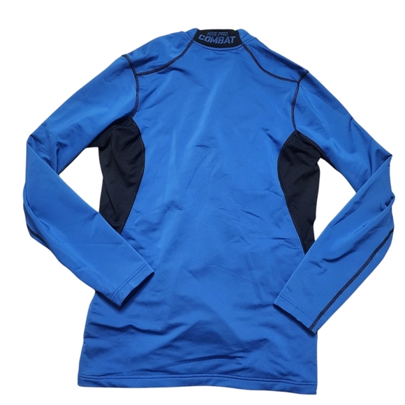 Nike Pro Combat Blue and Black Long Sleeve Pullover - Picture 2 of 6